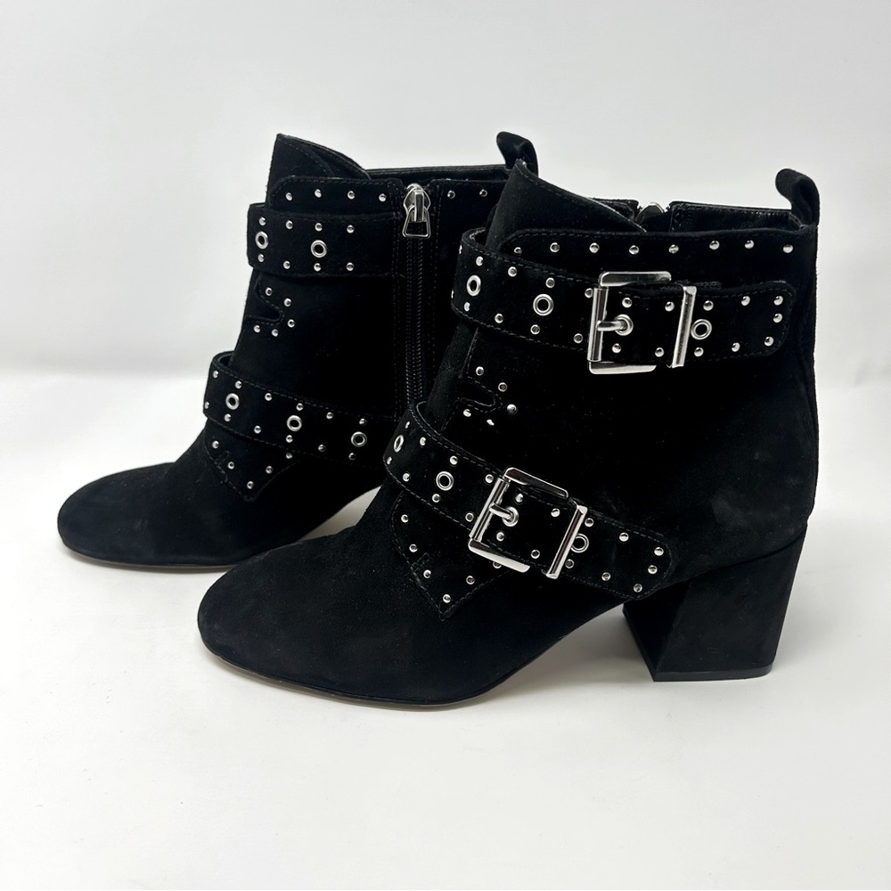 Rebecca Minkoff Black Suede LOGAN Grommet Stud Boots Booties Women’s Size 7